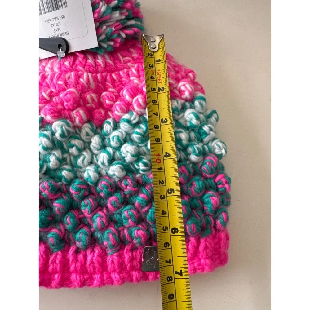Girls Spyder Brrr Berry Beanie textured popcorn-stitch knit matching pom-pom top